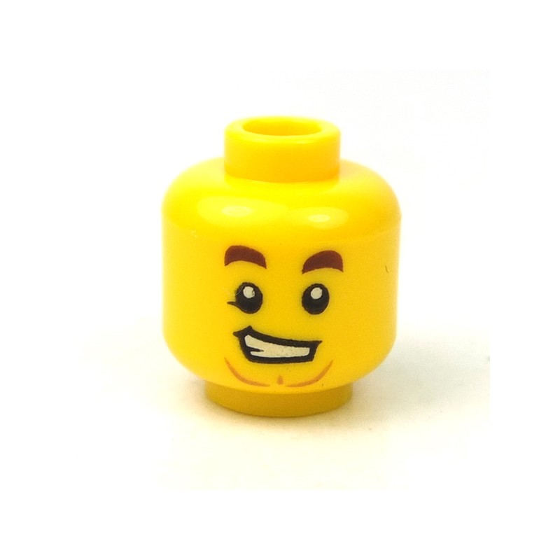 Lego New Yellow Minifigure Head Female Black Eyebrows Medium Dark Flesh Lips 
