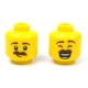 LEGO® - Yellow Minifig, Head Dual Sided Reddish Brown Eyebrows & Moustache, Large Smile with Eyes Closed / Smirk