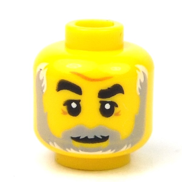 Lego New Yellow Minifigure Head Beard Brown Rounded with White Pupils and Grin