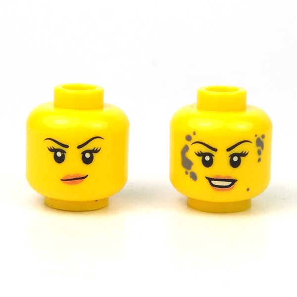 Lego New Yellow Minifigure Head Dual Sided Black Bushy Eyebrows Chin Dimple