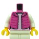 LEGO® - Dark Pink Torso Female Vest with Magenta Gathers, Silver Snaps, White Shirt