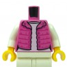 LEGO® - Dark Pink Torso Female Vest with Magenta Gathers, Silver Snaps, White Shirt