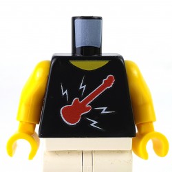 LEGO® - Black Torso Sleeveless Top w/ Red Guitar, Lightning Bolts & TOUR on Back