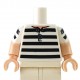 LEGO® - White Torso Shirt, 5 Black Stripes Pattern / Light Nougat Arms with White Short Sleeves with 2 Black Stripes