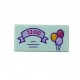 LEGO® Light Aqua Tile 1x2 Lavender Ribbon with '12:00' & 3 Balloons