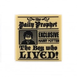 LEGO Tile 2x2 - Journal "Daily Prophet" 'The Boy who LIVED!' (Beige)