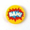 LEGO® Tile Rond 2x2 - "BAM !" motif d'explosion en étoile (Jaune)