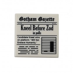 LEGO® White Tile 2x2 Newspaper 'Gotham Gazette Kneel Before Zod in Polls'