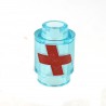 LEGO® Brique ronde 1x1 Croix Rouge Santé (Bleu Clair Transparent)