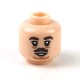 LEGO® - Light Flesh Minifig, Light Flesh Minifig, Head Dark Brown Eyebrows & Small Moustache, Sagging Lines Under Eyes & Chin