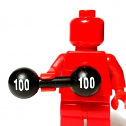 LEGO® - Black Barbell with White '100' on Each Side