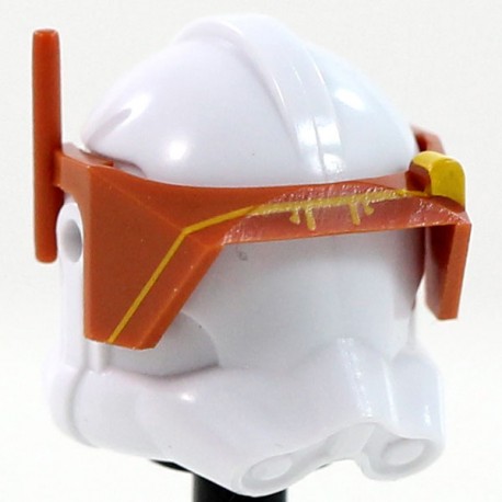 Lego Minifig SW Clone Army Customs - Detail Visor Orange foncé - Impression Jaune