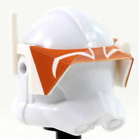 Lego Minifig SW Clone Army Customs - Detail Visor Blanc - Impression Vaughn Orange foncé