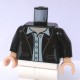 LEGO® - Black Torso Female Jacket Open over White Shirt, Collar, 5 Buttons & 2 Pockets