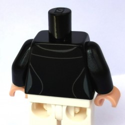 LEGO® - Black Torso Female Jacket Open over White Shirt, Collar, 5 Buttons & 2 Pockets