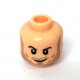Lego - Light Flesh Minifig, Head Dual Sided, Beard Stubble, Brown Eyebrows, Smile / Angry Bared Teeth