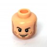 Lego - Light Flesh Minifig, Head Dual Sided, Beard Stubble, Brown Eyebrows, Smile / Angry Bared Teeth