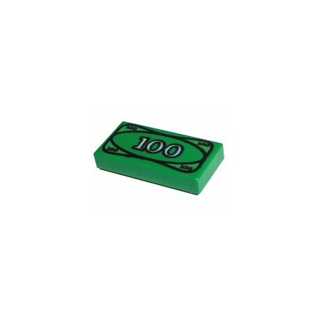 LEGO Green 1x2 City Minifigure 100 Dollar Bill Money Tile Accessory 