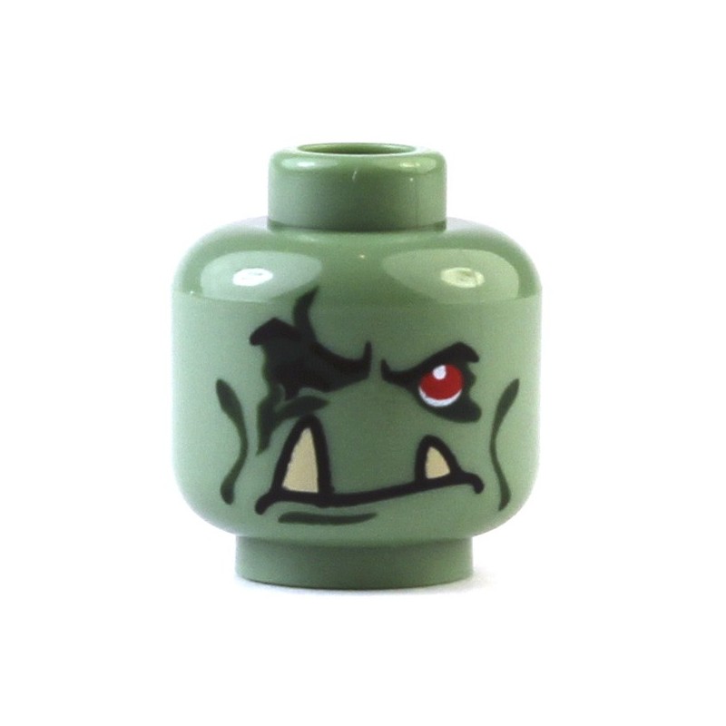 Lego Minifig Heads x 4 Sand Green Troll Head