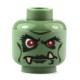 Sand Green Minifig, Head Troll with Red Eyes, Dark Green Lips and Lower Fangs Pattern