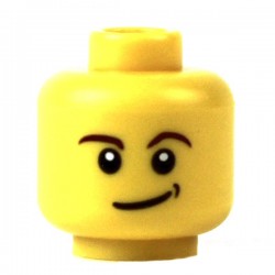 Lego Minifig Accessoires Tête masculine jaune, sourire en coin (La Petite Brique)