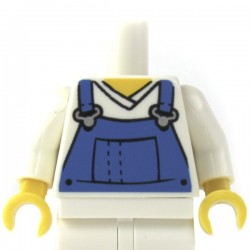 Lego Minifig Accessoires Torse - salopette bleue T-shirt col V blanc (La Petite Brique)