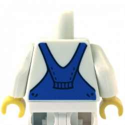 Lego Minifig Accessoires Torse - salopette bleue T-shirt col V blanc (La Petite Brique)