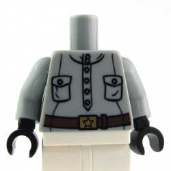 Torso Military with Gold Buckle Light Bluish Gray Arms / Black Hands