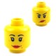 Lego Accessoires Minifig - Tête féminine jaune, avec les lèvres rouges, pattes d'oie (double visage) La Petite Brique