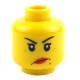 Minifig, Head Dual Sided Female with Red Lips, Crow's Feet and Beauty Mark Annoyed / Smiling Pattern