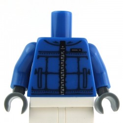 Blue Torso Winter Sports Jacket with Silver Zipper and Pockets Pattern / Blue Arms/ Dark Bluish Gray Hands