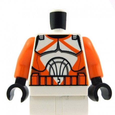 White Torso SW Armor Clone Trooper with Orange Markings Pattern (Clone Wars) / Orange Arms / Black Hands