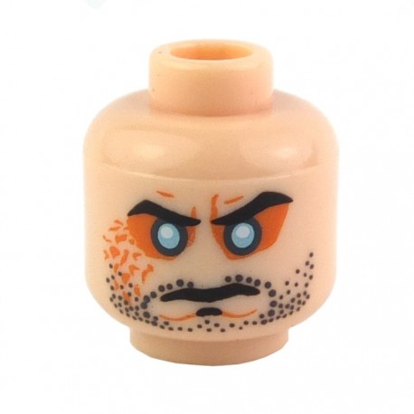 Light Flesh Minifig, Head Beard Stubble, Cleft Chin, Evil Eyes, Arched Eyebrows Pattern