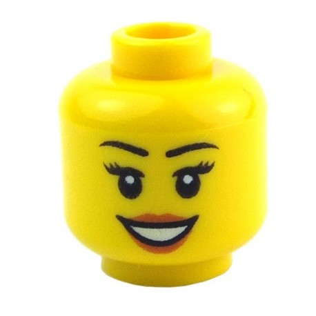LEGO Female YELLOW SMILING MINIFIGURE HEAD W/ BLACK EYEBROWS 