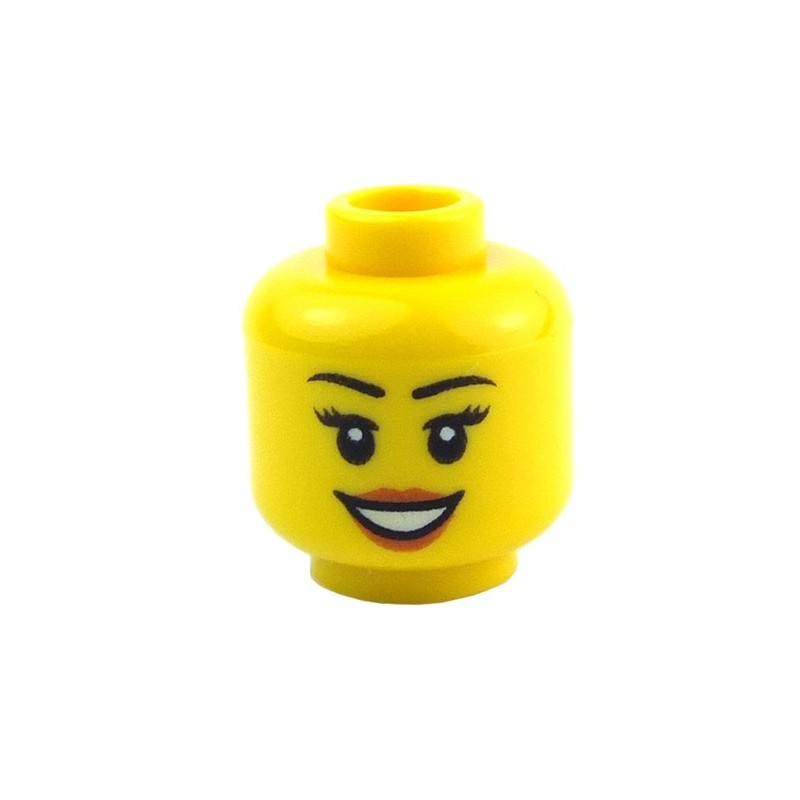 LEGO Female YELLOW SMILING MINIFIGURE HEAD W/ BLACK EYEBROWS 