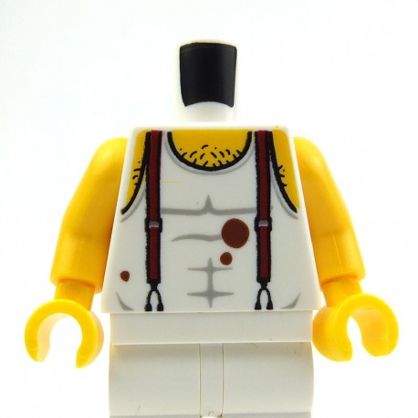 Torso - Tank Top with Suspenders, Mud and Hairy Chest, Yellow Arms & Hands