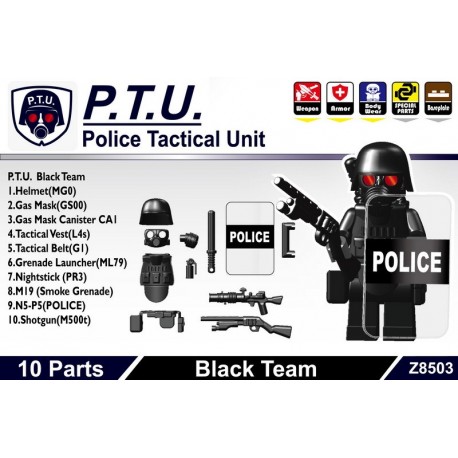 Lego Custom Si-Dan Toys Police Tactical Unit Black Team Pack (10 