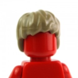 Dark Tan Minifig, Headgear Hair Short, Tousled