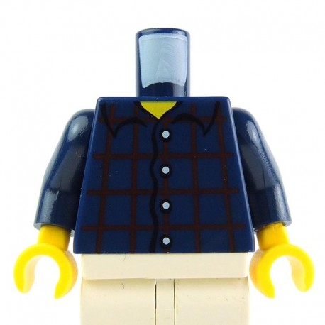 Plaid Arms, Brique) Hands Shirt, (La Minifig Dark Button Acessories Lego Yellow Blue Petite Torso Dark Blue
