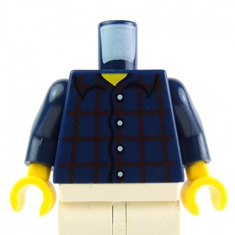 Dark Blue Torso Plaid Button Shirt, Dark Blue Arms, Yellow Hands 