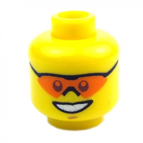 Lego Accessoires Minifig - Tête masculine jaune, lunettes orange, 19 (La Petite Brique)