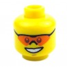 Lego Accessoires Minifig - Tête masculine jaune, lunettes orange, 19 (La Petite Brique)
