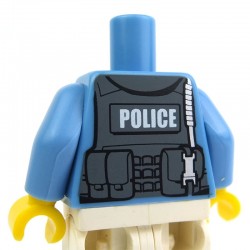 Medium Blue Torso Police Shirt with DBG Vest, Radio, White Undershirt