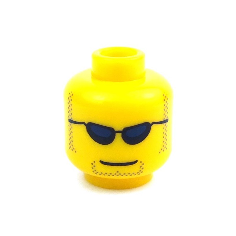 Lego Yellow Minifig Head Black Thick Eyebrows Reddish Brown Crow/'s Feet