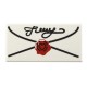White Tile 1 x 2 with Mail Envelope, Cursive Script and Seal