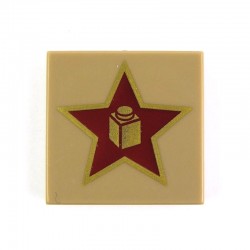 Lego Accessoires Minifig Gold Star with Brick in Center - Tile 2 x 2 (La Petite Brique)