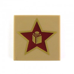 Dark Tan Tile 2 x 2 with Gold Star with Brick in Center