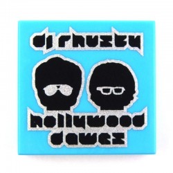 Tile 2 x 2 'dj rhuzky', 'hollywood dawez', Black Heads with Glasses (Medium Azure)