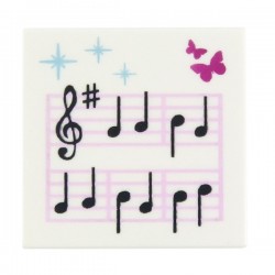 Tile 2 x 2 with Music Notes and Butterflies