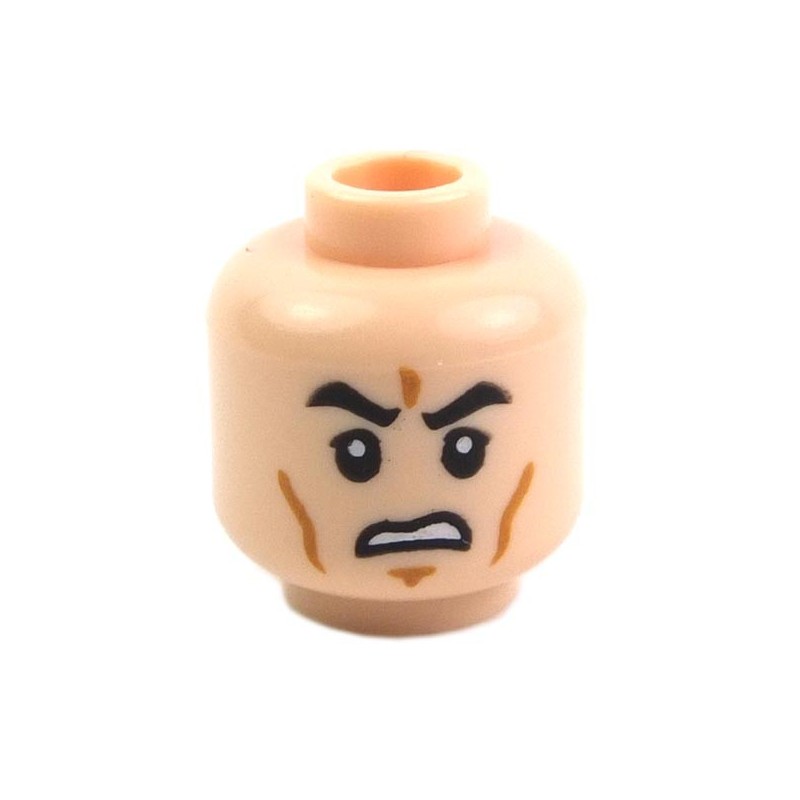 Lego Star Wars Light Flesh Minifig Head Black Eyebrows Cheek Lines Chin Dimple